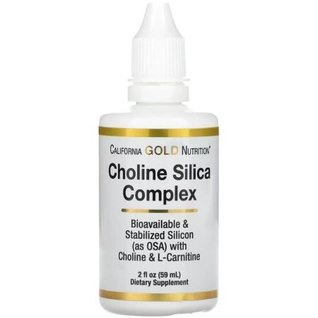 Комплекс холина и кремния для поддержания волос, кожи и ногтей, Choline Silica Complex, California Gold Nutrition, 59 мл