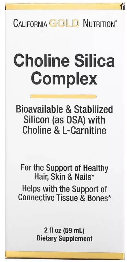 Комплекс холіну та кремнію для підтримки волосся, шкіри та нігтів, Choline Silica Complex, California Gold Nutrition, 59 мл: ціни та характеристики