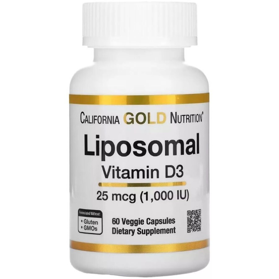 Липосомальный Витамин D3, 1000 МЕ, Liposomal Vitamin D3, California Gold Nutrition, 60 вегетарианских капсул: цены и характеристики