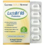 Пробиотики, 65 млрд КОЕ, LactoBif 65 Probiotics, 65 Billion CFU, California Gold Nutrition, 30 вегетарианских капсул: цены и характеристики