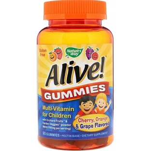 Мультивитамины для детей, Alive, Nature's Way, вкус винограда и апельсина, 90 жевательных конфет
