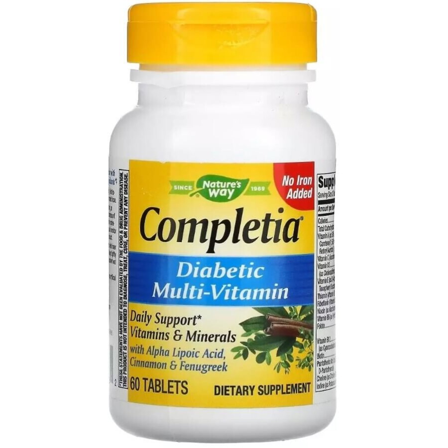 Мультивитамины для Диабетиков, Completia, Diabetic Multi-Vitamin, Nature's Way, 60 таблеток: цены и характеристики