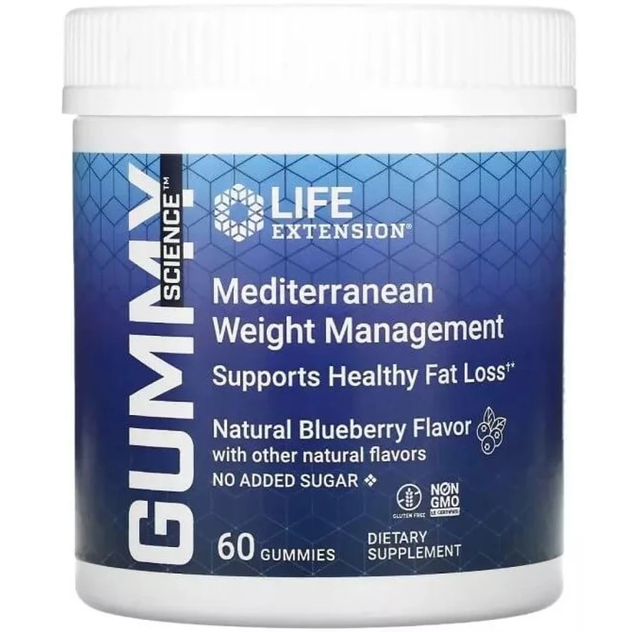Средство для коррекции веса, вкус черники, Mediterranean Weight Management, Life Extension, 60 жевательных конфет: цены и характеристики