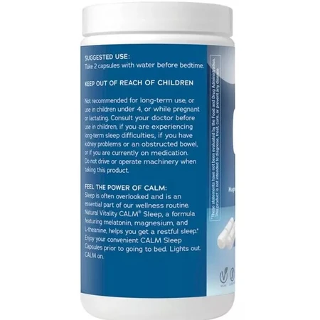 Спокійний сон з гліцинатом магнію та бергамотом, CALM, Sleep Magnesium Glycinate, Natural Vitality, 60 вегетаріанських капсул: ціни та характеристики