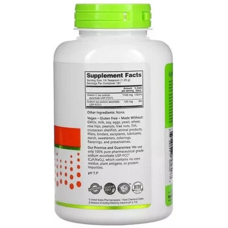Аскорбат натрію, кристалічний порошок, Buffered Sodium Ascorbate, Vitamin C, Crystalline Powder, NutriBiotic, 227 гр: ціни та характеристики