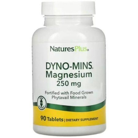 Магний, 250 мг, Dyno-Mins, Magnesium, Natures Plus, 90 таблеток