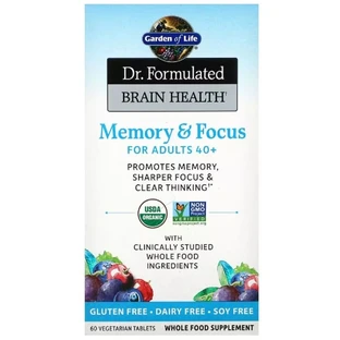 Комплекс для взрослых 40+ Для Мозга, Внимания и Концентрации, Dr. Formulated Brain Health, Garden of Life, 60 вегетарианских таблеток