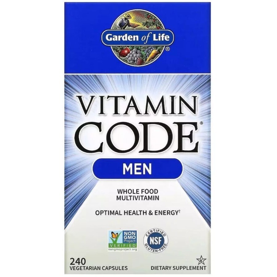 Мужские мультивитамины из цельных продуктов, Vitamin Code, Whole Food Multivitamin for Men, Garden of Life, 240 вегетарианских капсул: цены и характеристики