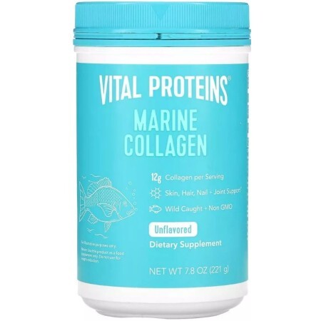 Морський колаген з дикої риби, без добавок, Marine Collagen, Wild Caught, Vital Proteins, 221 г (7,8 унцій)
