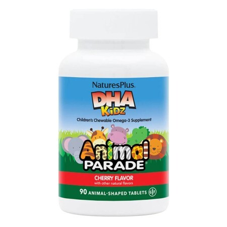Омега для детей, Вкус Вишни, DHA for Kids, Animal Parade, Natures Plus, 90 жевательных таблеток в форме животных