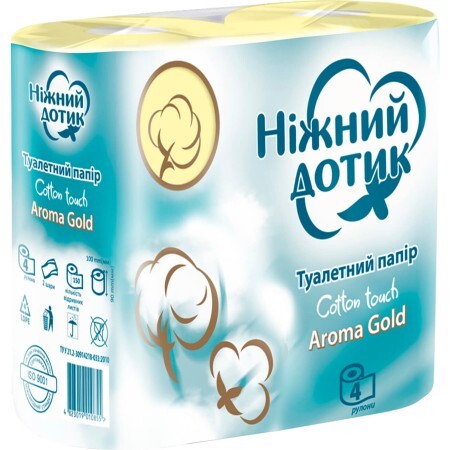 Туалетная бумага Ніжний дотик Aroma Gold 2 слоя 4 рулона