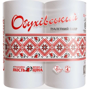 Туалетний папір Обухівський 2 шари білий 4 рулони