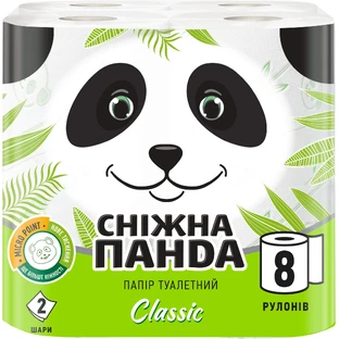 Туалетная бумага Сніжна Панда Classic 2 слоя 8 рулонов
