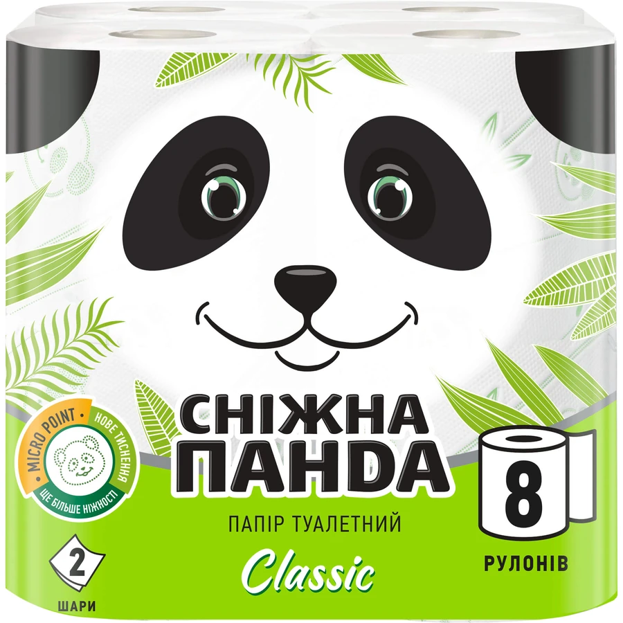 Туалетная бумага Сніжна Панда Classic 2 слоя 8 рулонов: цены и характеристики