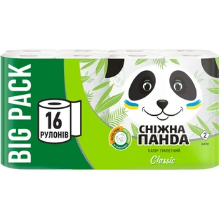 Туалетная бумага Сніжна Панда Classic 2 слоя 16 рулонов