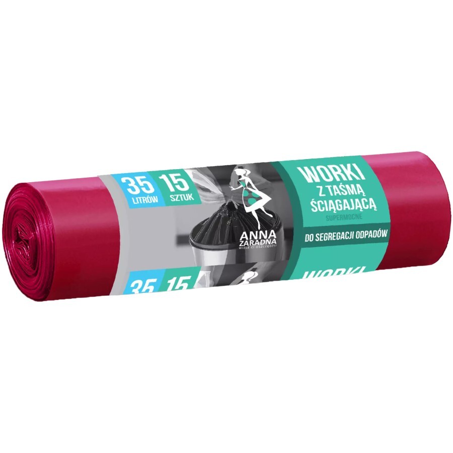 Пакеты для мусора Anna Zaradna с завязками красные LDPE 35 л 15 шт.: цены и характеристики