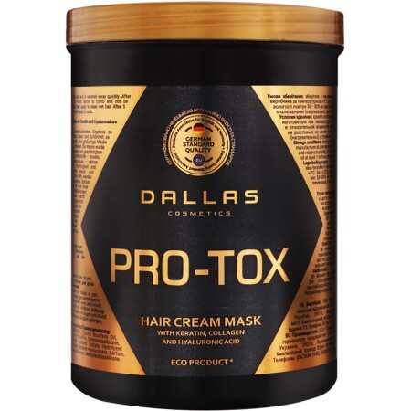Маска для волосся Dalas Pro-Tox для відновлення структури волосся з кератином, колагеном і гіалурон. кислотою 1000 мл
