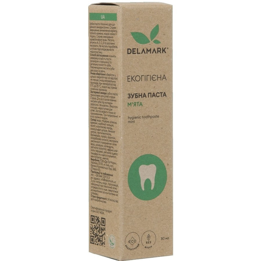 Зубна паста DeLaMark з ароматом м'яти 80 мл: ціни та характеристики