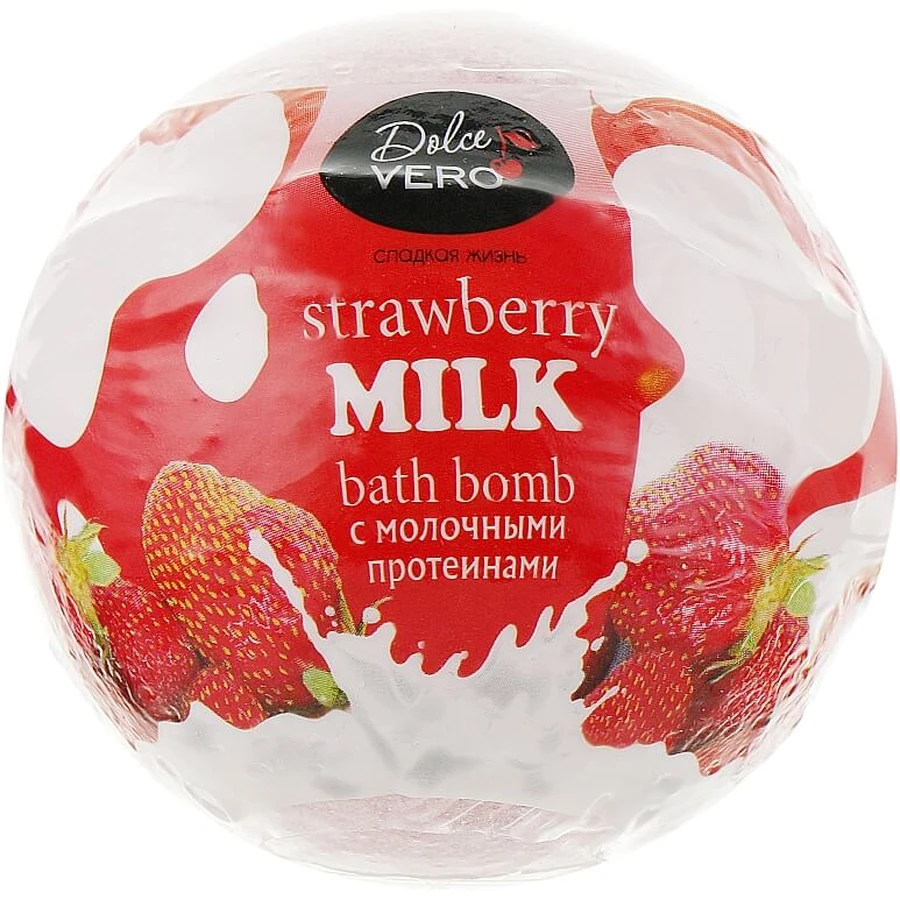 Бомбочка для ванны Dolce Vero Strawberry с протеинами молока красная 75 г: цены и характеристики