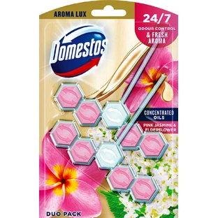 Туалетний блок Domestos Aroma Lux Свіжість рожевого жасмину та бузини 2 х 55 г