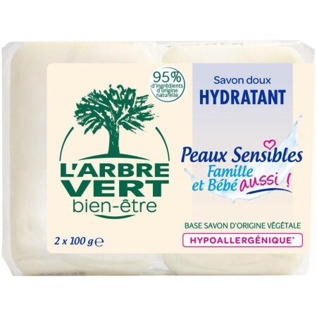 Твердое мыло L'Arbre Vert для чувствительной кожи 2 х 100 г