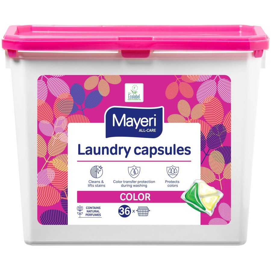 Капсули для прання Mayeri для кольорових тканин 36 шт.: ціни та характеристики