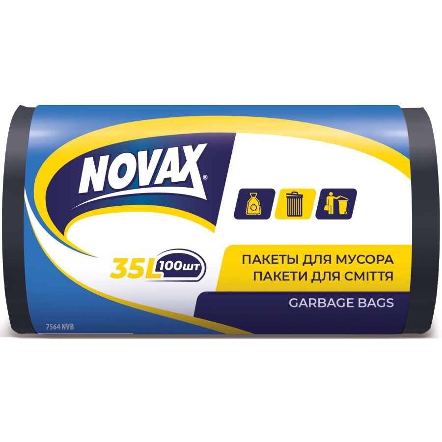Пакети для сміття Novax чорні 35 л 100 шт.: ціни та характеристики