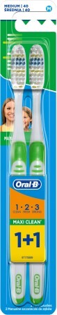 Зубна щітка Oral-B 1+1 Maxi Clean 1-2-3 3-ефекти середньої жорсткості 2 шт.