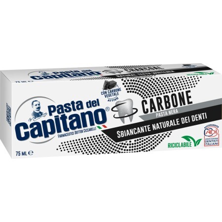 Зубная паста Pasta del Capitano Carbone с активированным углем 75 мл