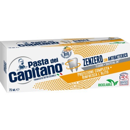 Зубна паста Pasta del Capitano Zenzero Антибактеріальна з імбиром, 75 мл