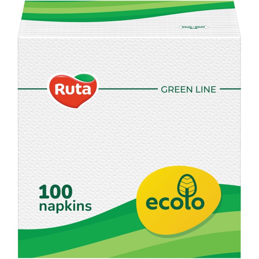 Салфетки столовые Ruta Ecolo Белые 1 слой 24х24 см 100 шт.: цены и характеристики