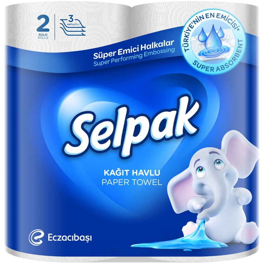 Бумажные полотенца Selpak 3 слоя 80 отрывов 2 рулона: цены и характеристики
