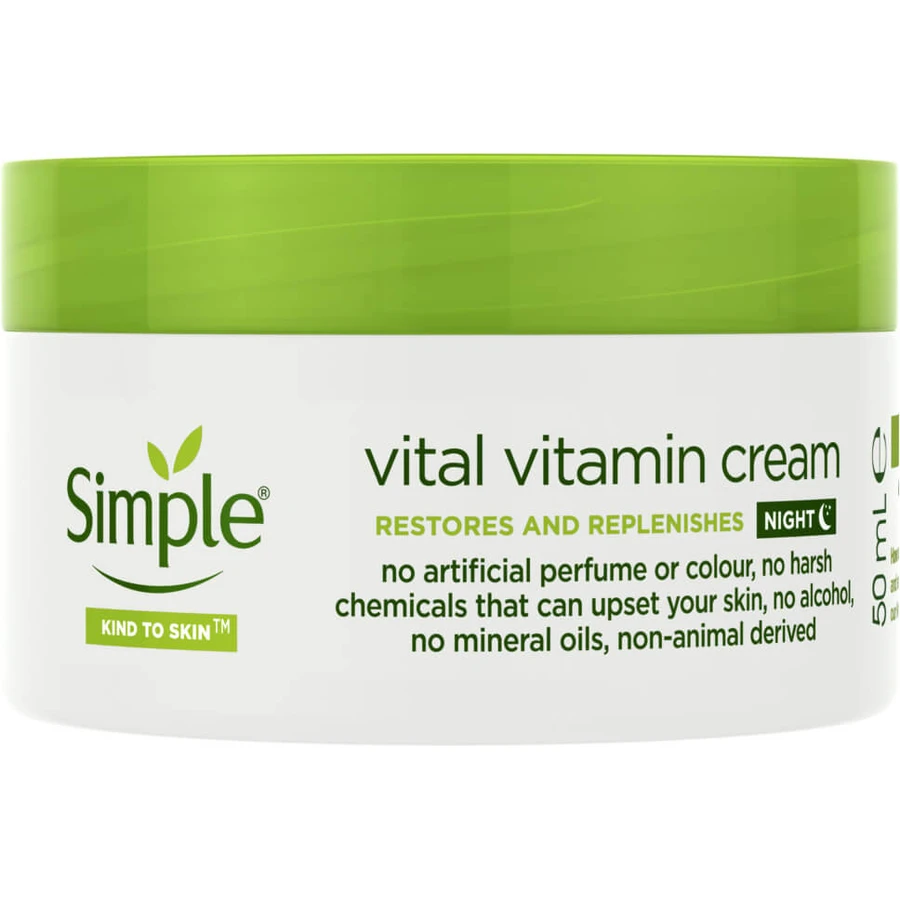 Крем для обличчя Simple Vital Vitamin Night Cream Kind to Skin Нічний вітамінний 50 мл: ціни та характеристики