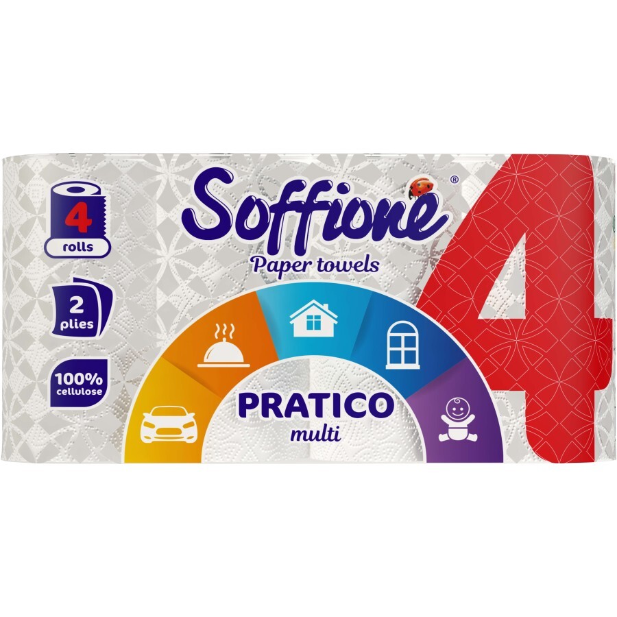 Бумажные полотенца Soffione Pratico Multi 2 слоя 4 рулона: цены и характеристики