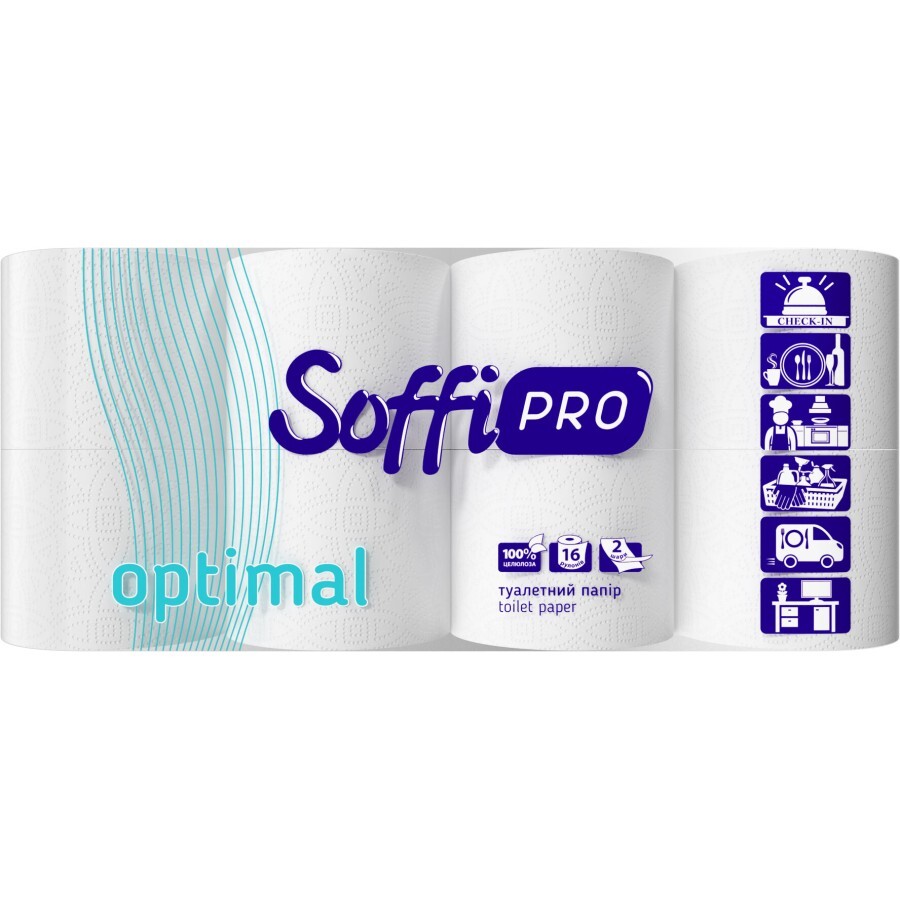 Туалетная бумага SoffiPRO Optimal 2 слоя 16 рулонов: цены и характеристики