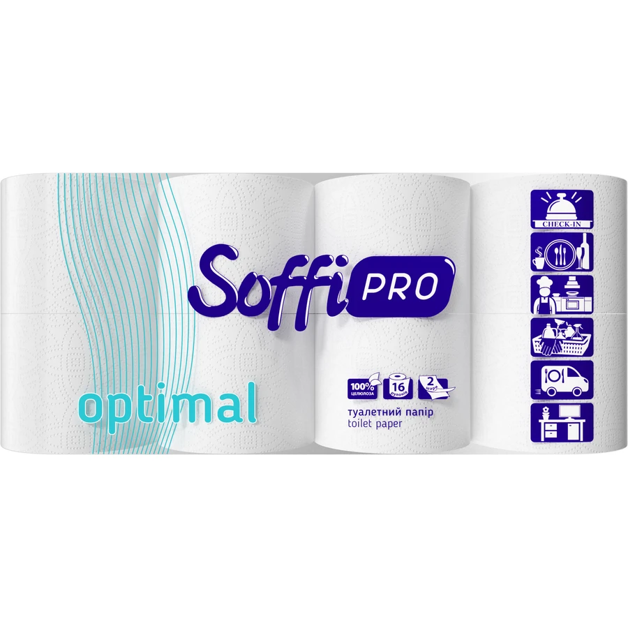 Туалетний папір SoffiPRO Optimal 2 шари 16 рулонів: ціни та характеристики