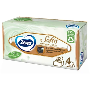 Салфетки косметические Zewa Softis Natural Soft 80 шт.