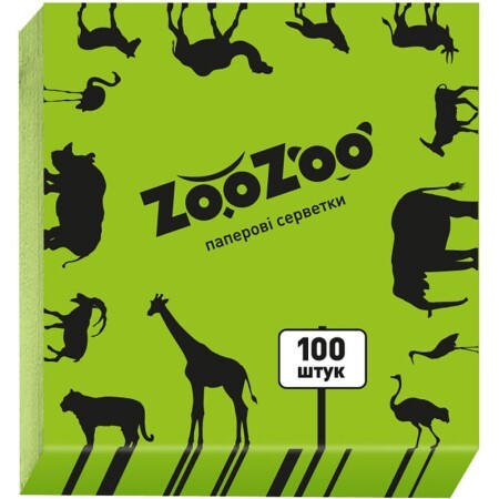 Серветки косметичні ZooZoo одношарові зелені 24x23 см 100 шт.