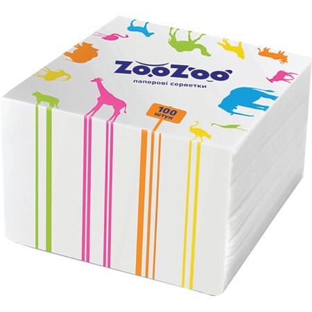 Салфетки столовые ZooZoo однослойные белые 24x23 см 100 шт.