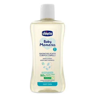 Дитячий шампунь Chicco Baby Moments Ніжний гель-шампунь для тіла та волосся, 200 мл