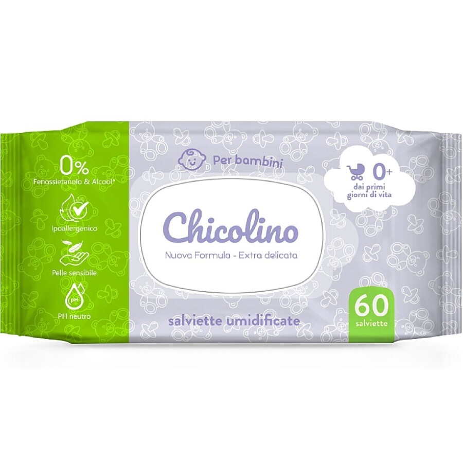 Дитячі вологі серветки Chicolino з перших днів життя, 60 шт.: ціни та характеристики