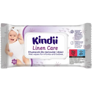 Салфетки влажные Kindii Linen Care с клапаном детские 50 шт.