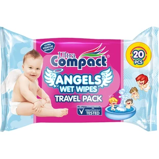 Детские влажные салфетки Ultra Compact Angels Baby, 20 шт.