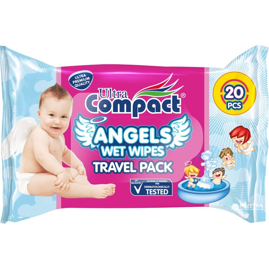 Детские влажные салфетки Ultra Compact Angels Baby, 20 шт.: цены и характеристики
