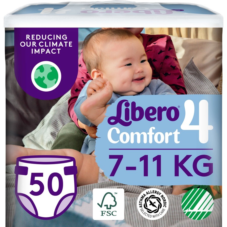 Підгузки Libero Comfort розмір 4, (7-11 кг), 50 шт.: ціни та характеристики
