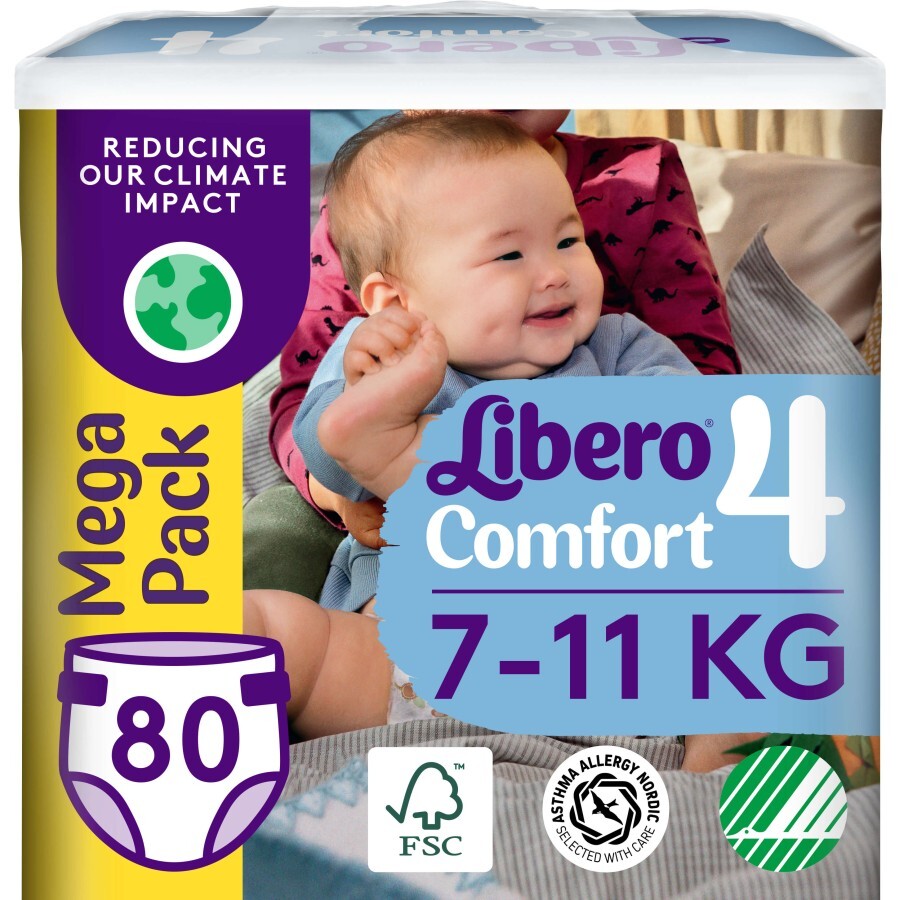 Підгузки Libero Comfort розмір 4 (7-11 кг), 80 шт.: ціни та характеристики