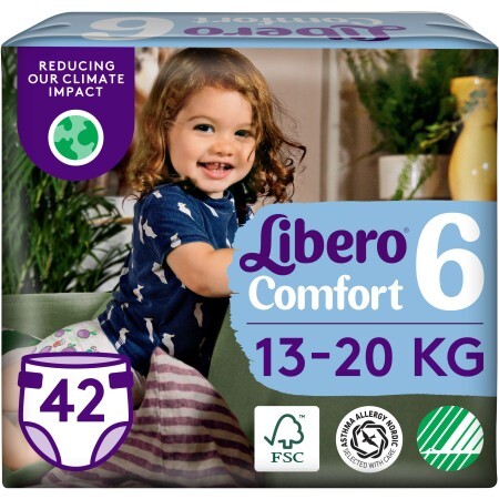 Підгузки Libero Comfort Розмір 6 (13-20 кг), 42 шт.