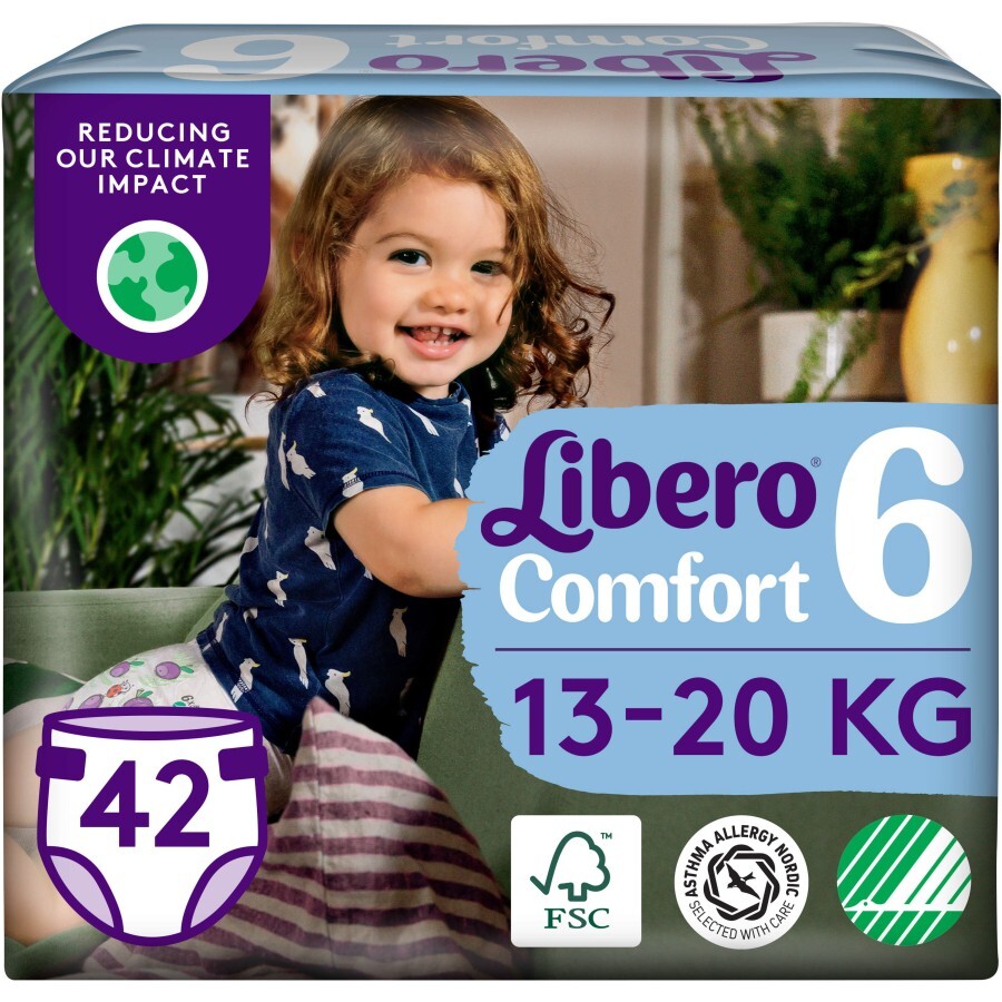 Підгузки Libero Comfort Розмір 6 (13-20 кг), 42 шт.: ціни та характеристики