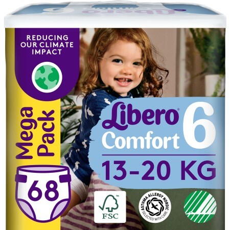 Підгузки Libero Comfort розмір 6, (13-20 кг), 68 шт.