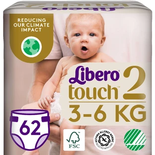 Підгузки Libero Touch розмір 2, (3-6 кг), 62 шт.